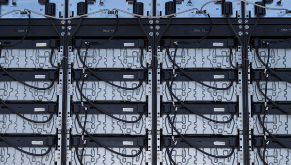 Electrical wires connected to energy batteries