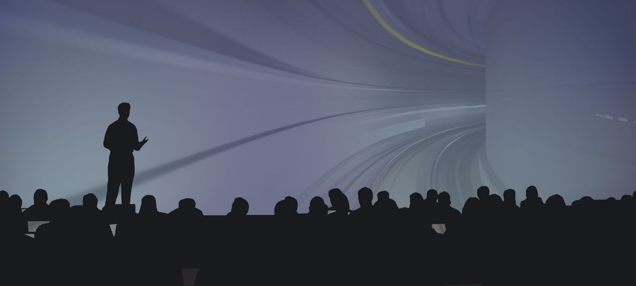 Subject matter expert presenting at a software developers conference