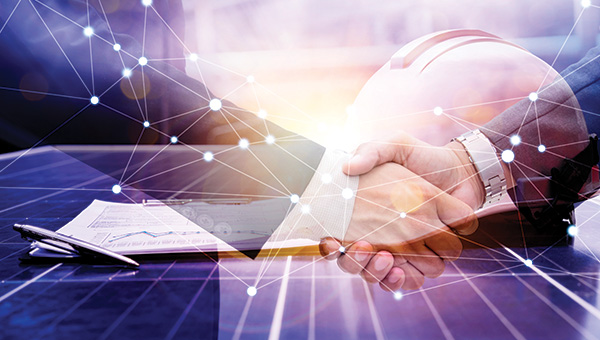 Handshake with data and graph overlay Handshake with data and graph overlay