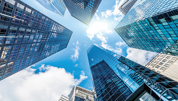 Skyscrapers in a downtown metropolitan area