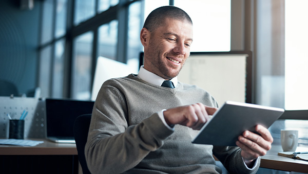 Man working on a tablet