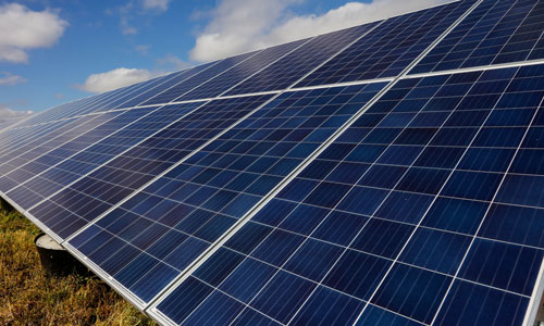 A row of solar panels.
