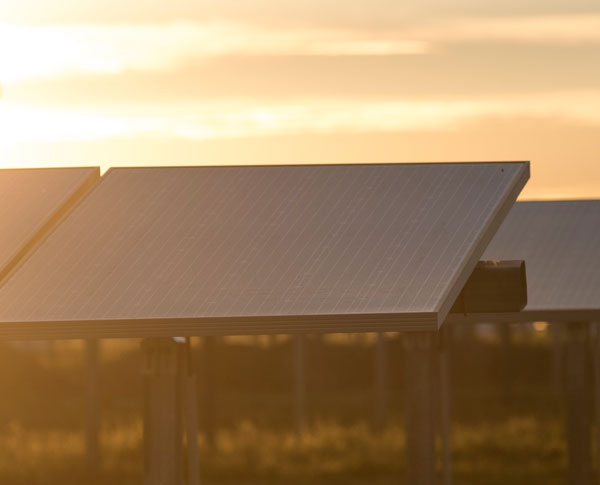 Solar panels under a sunset sky Solar panels under a sunset sky