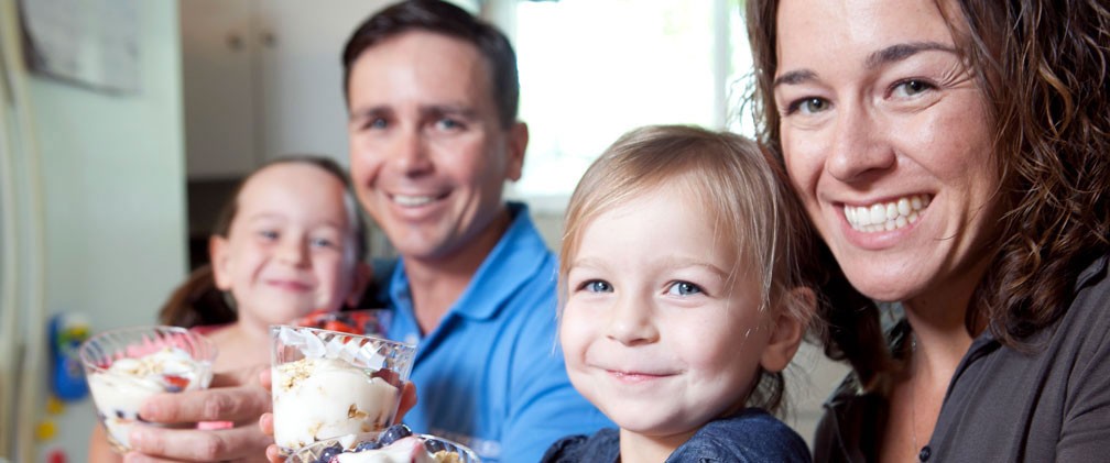 A family smiling