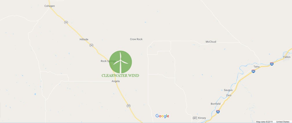Map of Clearwater wind project