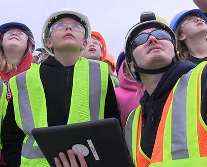 Kids visiting Wind Farm