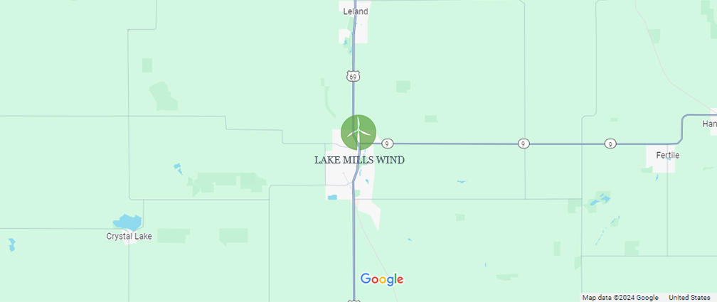 Lake Mills Wind Project Map