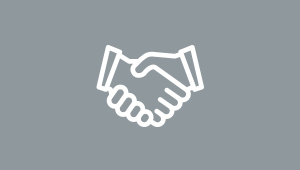 Handshake icon on a gray background