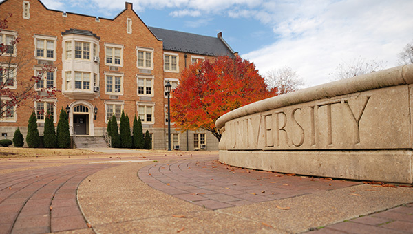 University campus building in the fall