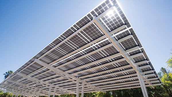 Solar panels on a college campus