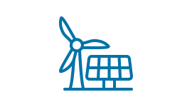 Wind turbine and solar panel icon