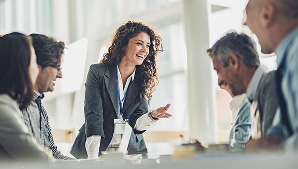 A team collaborating in a business meeting