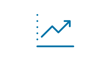 Line graph showing increase icon